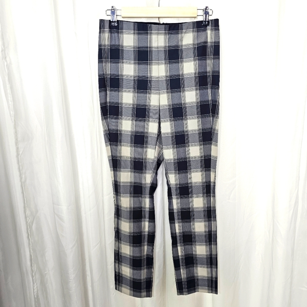Rag & Bone Navy Blue and Gray Plaid Skinny Leg Ankle Pants Size 8